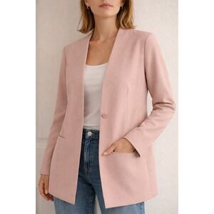 Alfani Blush Open Front Blazer Jacket Size 8 Minimal Chic